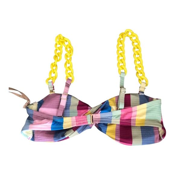 Gianni Bini x Jess Southern Garden Plaid Twist Bandeau Bikini Top Multicolor SM - Picture 8 of 16